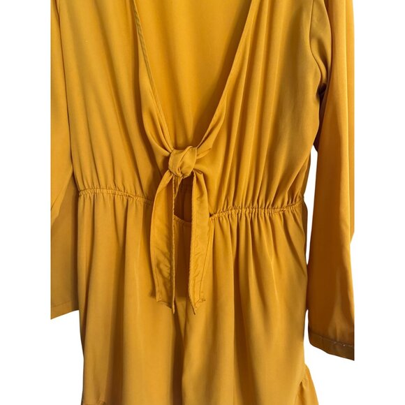 2/$25 Boohoo 14 Deep Mustard Yellow Long Sleeve Jumpsuit Polyester - Picture 6 of 16